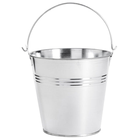 Juvale buckets hung on wooden ladder display adding vertical decor interest