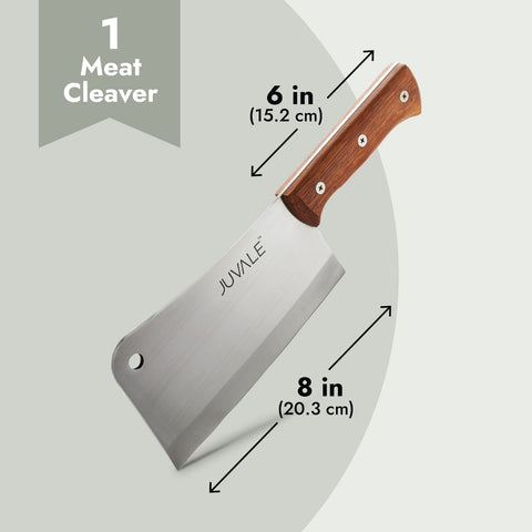 Juvale cleaver blade width next to ruler showing size and scale