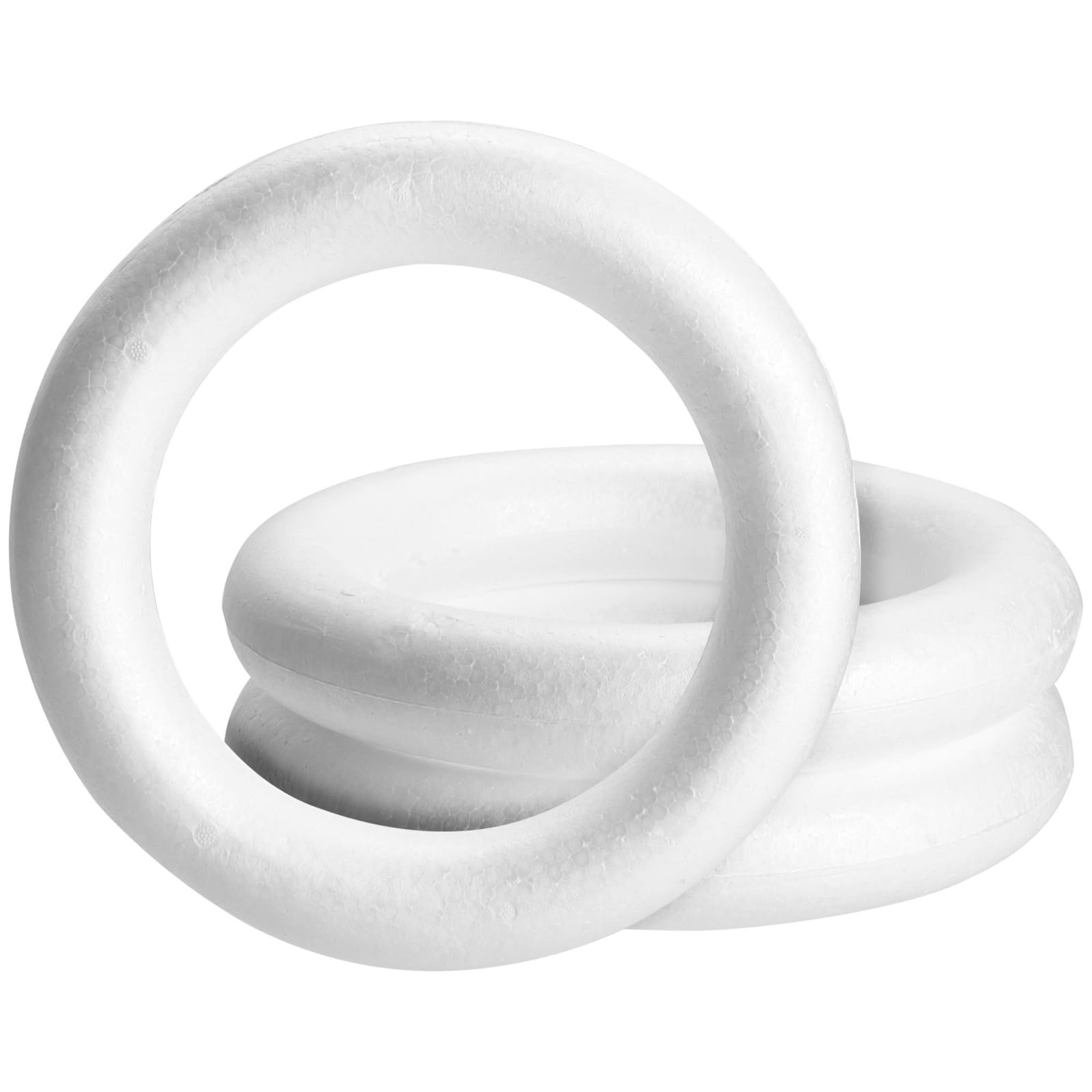 Juvale foam wreath front view showing clean white base and simplicity