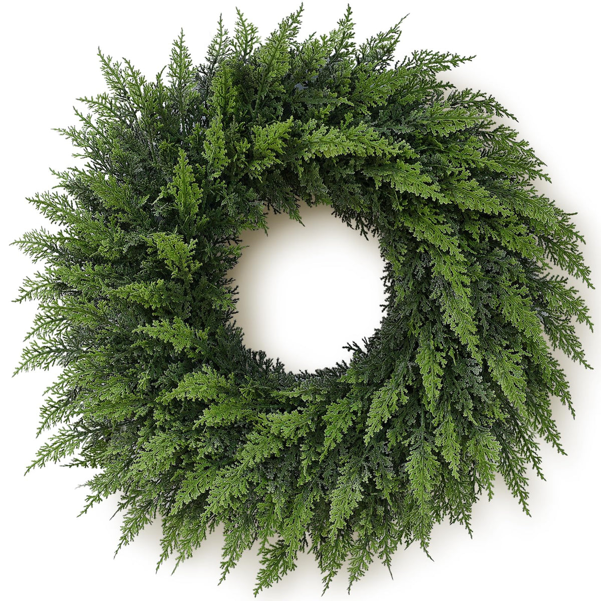 Juxdp cedar wreath on front door adds welcoming holiday curb appeal