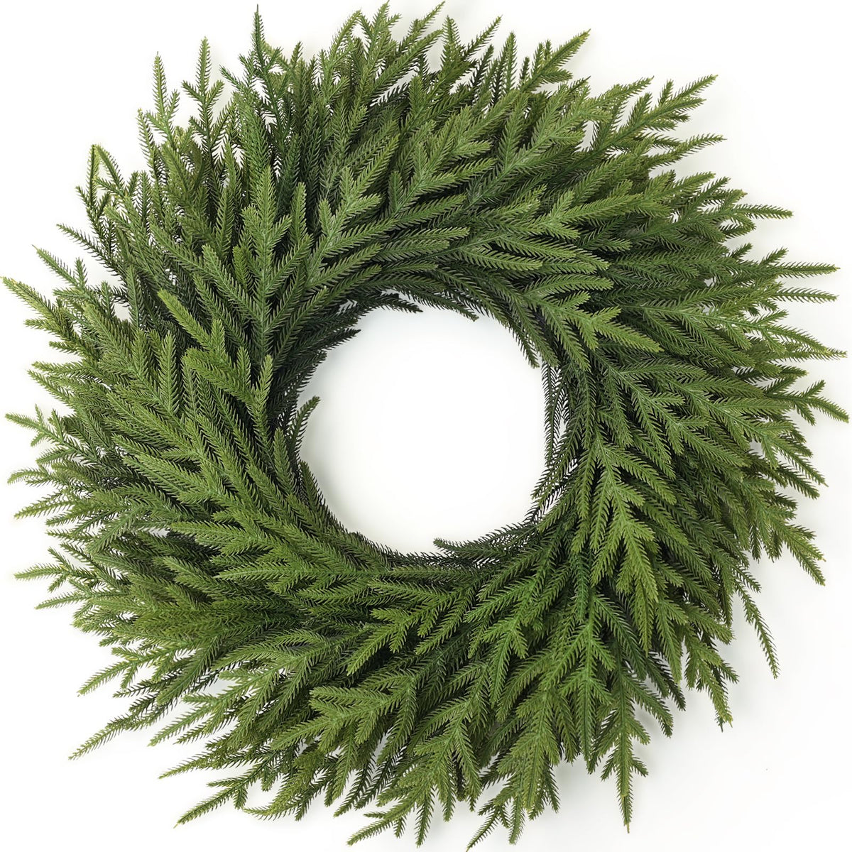 Juxdp wreath front view showing full 26-inch coverage and curb appeal