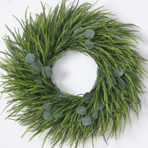 Juxdp wreath on front door showing welcoming curb appeal