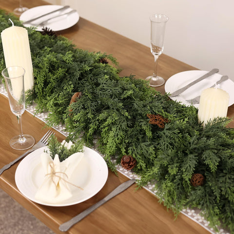 Juxdp garland draped on mantel showing festive styling and instant impact