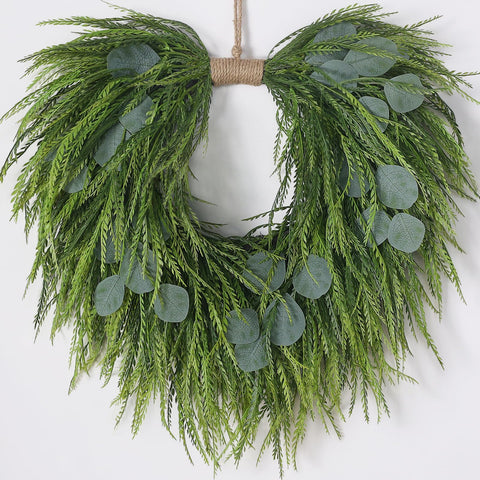 Juxdp heart wreath front view shows full decorative impact and curb appeal