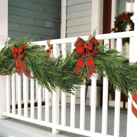 Juxdp garland with ornaments close-up showing secure decoration placement benefit