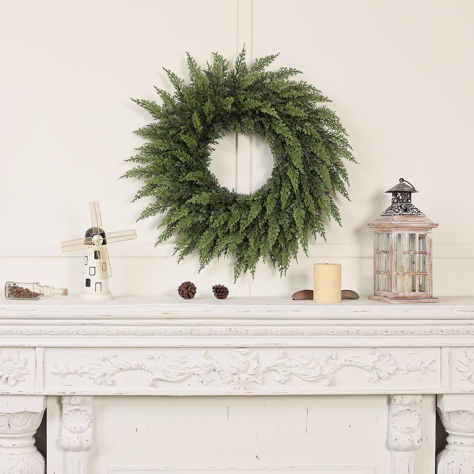 Juxdp wreath next to doorframe shows 24-inch scale and ideal fit