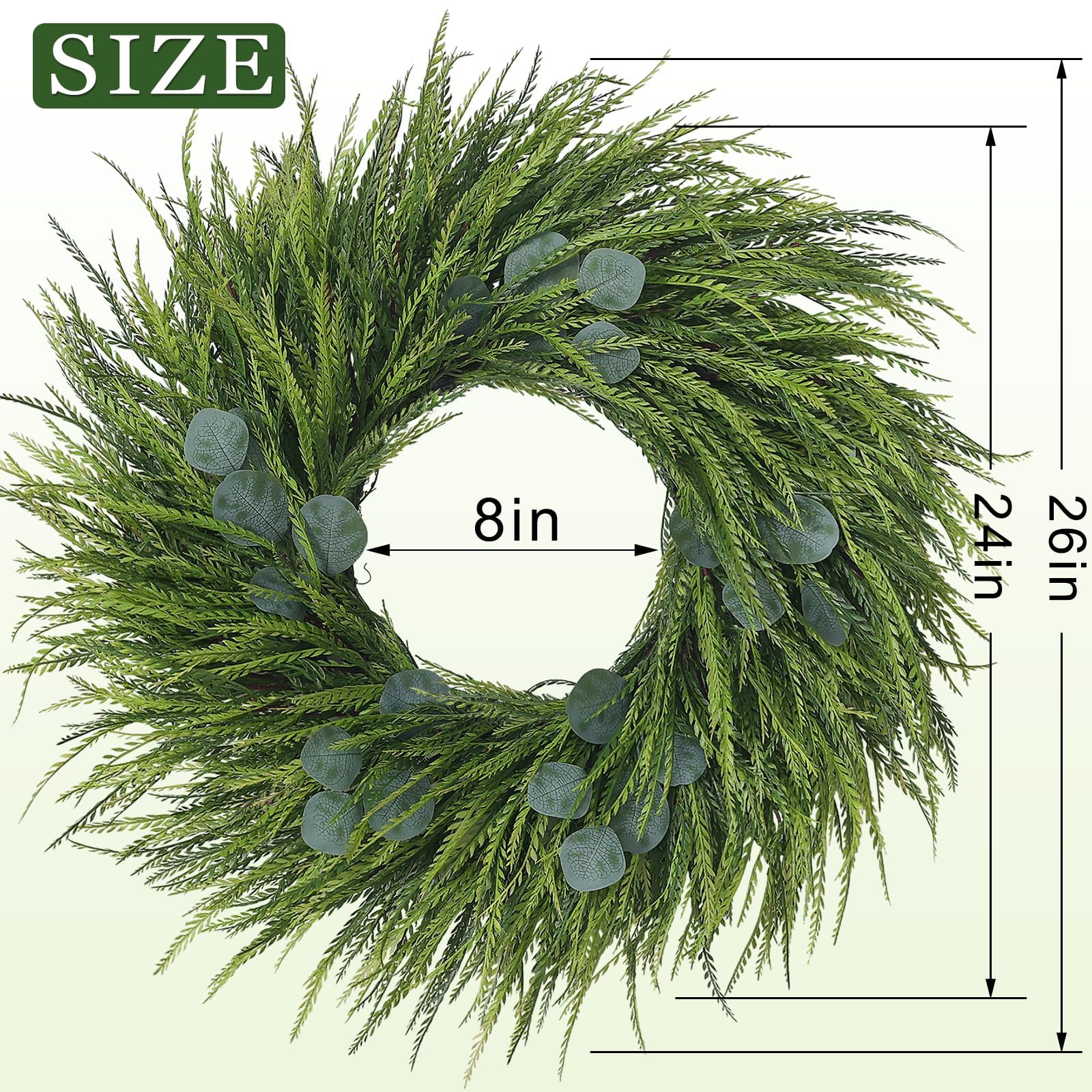 Juxdp wreath beside door frame demonstrating 26-inch scale
