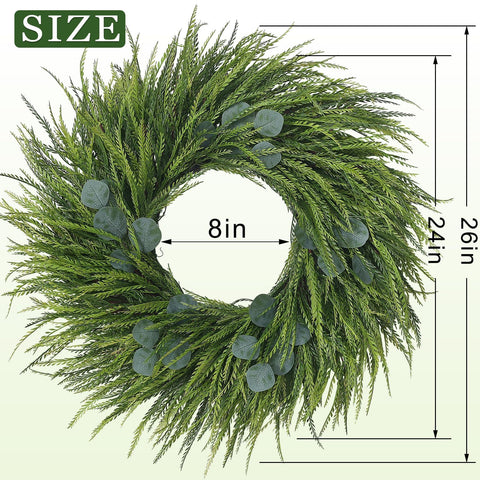 Juxdp wreath beside door frame demonstrating 26-inch scale