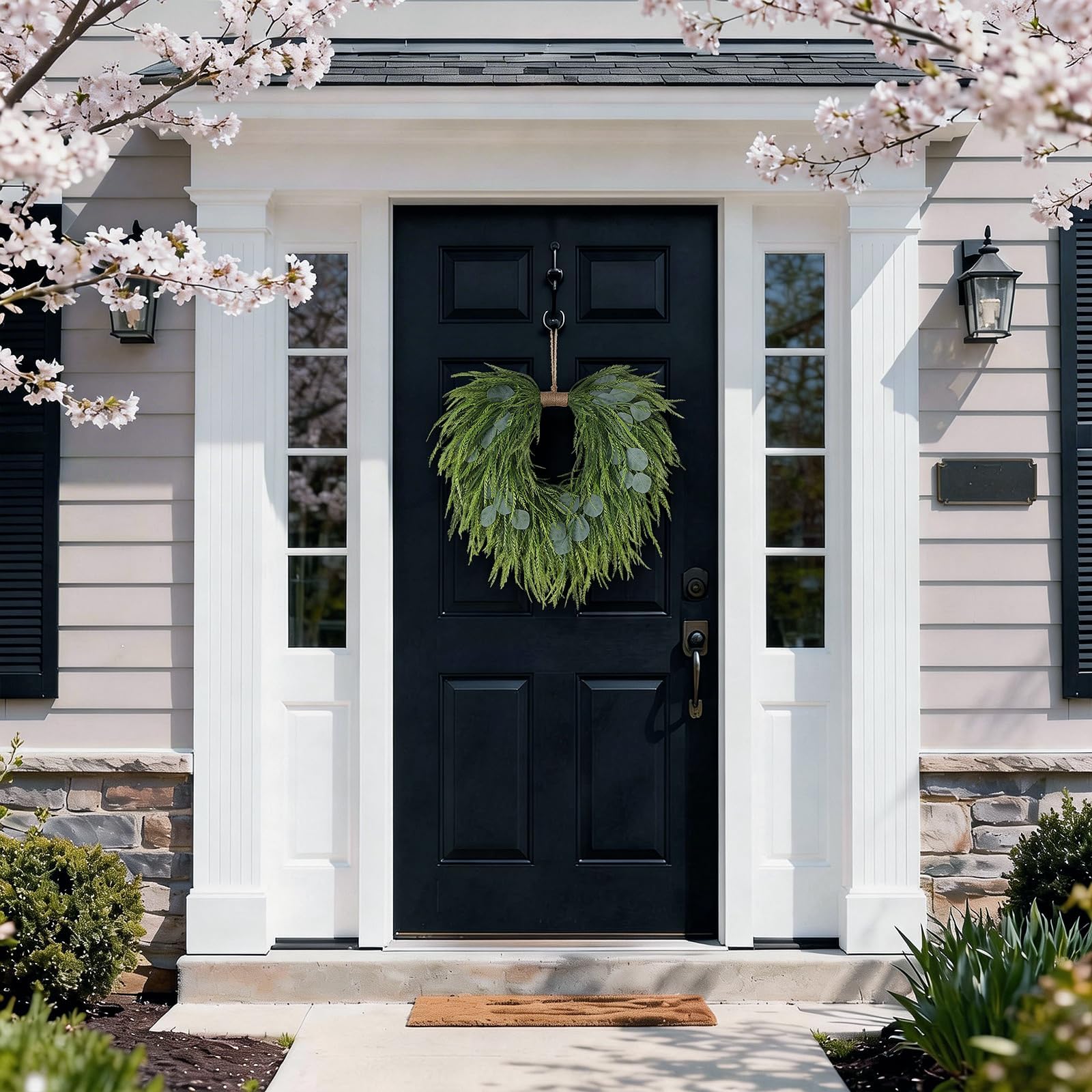 Juxdp wreath on a mantel creating fresh indoor greenery without upkeep