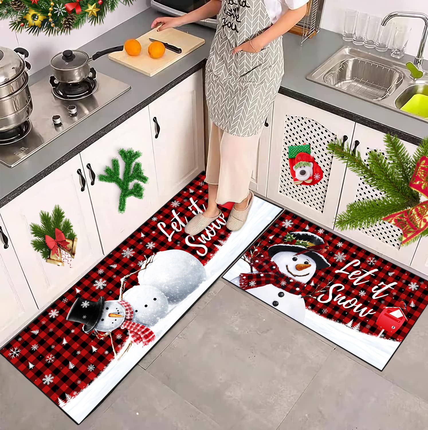 JWXCBIM close-up of snowflakes and snowman print highlights soft microfiber texture