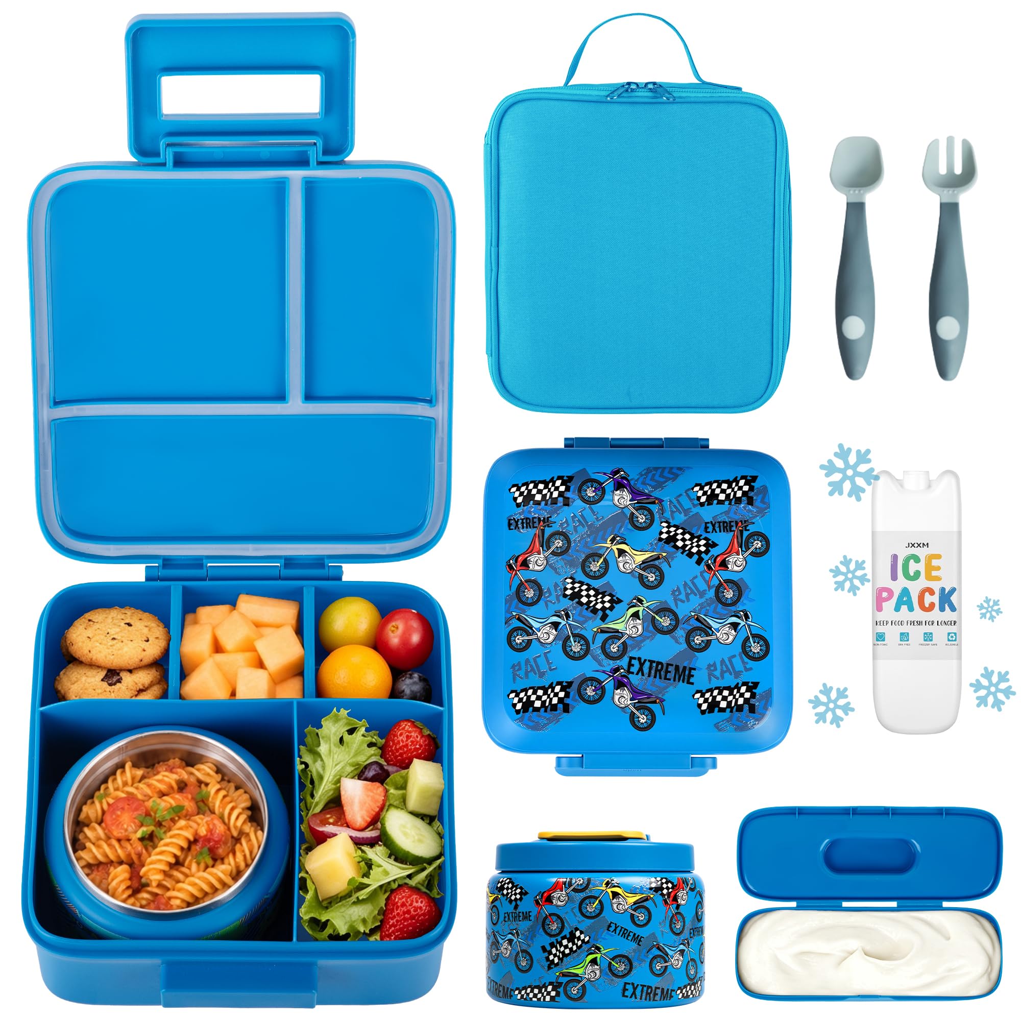 JXXM front view of full lunch set showing organized compartments and convenience