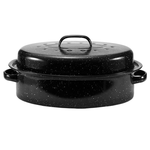 JY COOKMENT front view roaster pan in box showcasing gift-ready packaging and convenience
