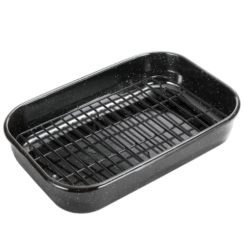 JY COOKMENT front view of roaster pan showing roomy interior and clean finish
