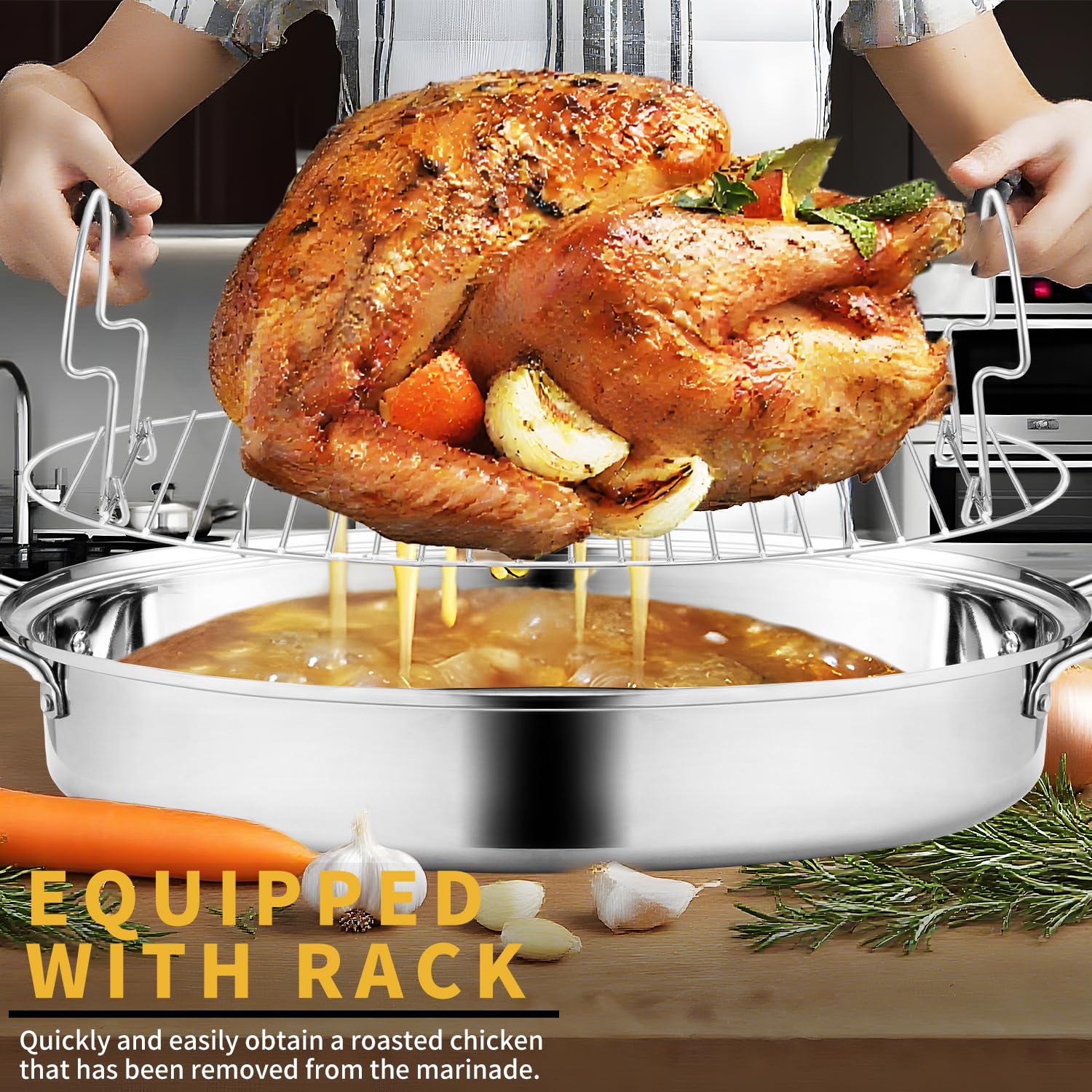 JY COOKMENT elevated roasting rack detail promoting even browning and healthier drippings