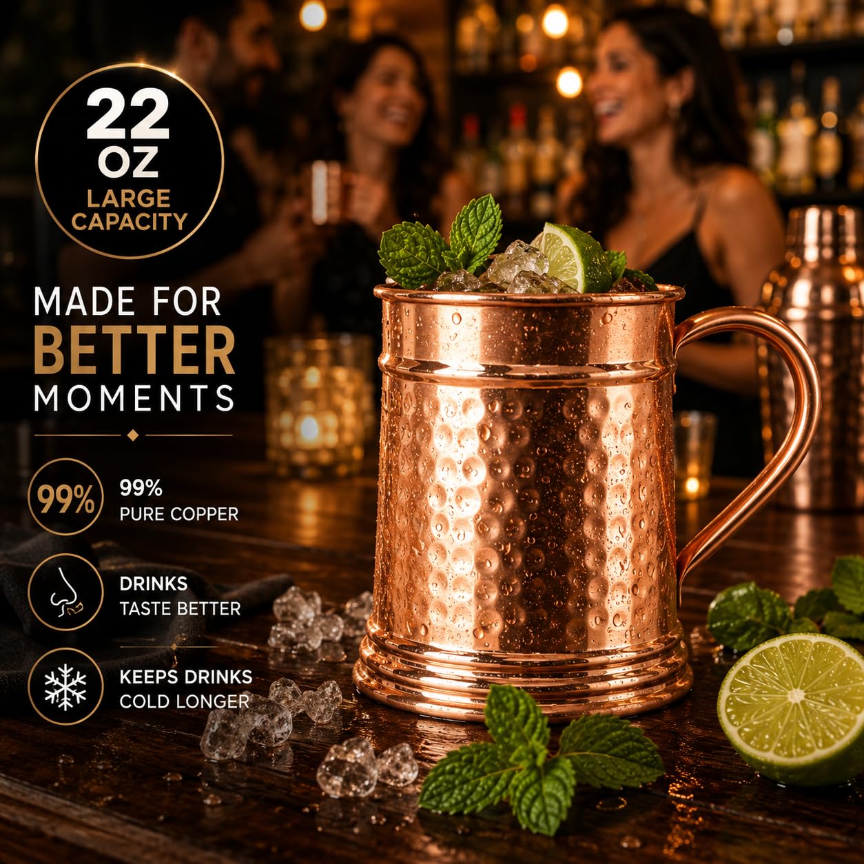 JYPR mug beside measuring scale showing 22 oz capacity for versatile pours