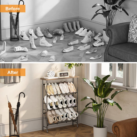 JZM shoe rack in entryway showing organized, clutter-free entry