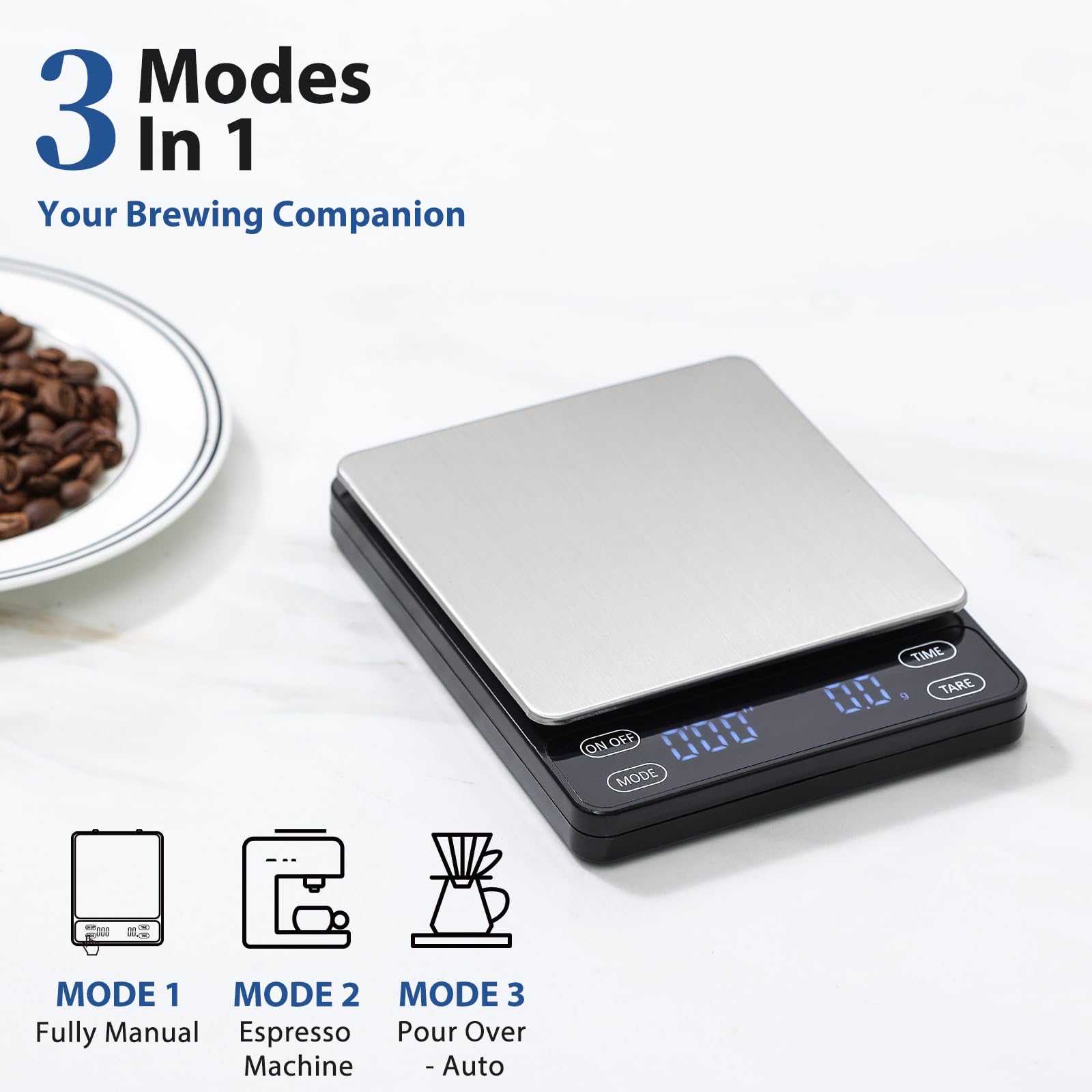 K KitchenTour scale used in pour-over setup with dripper to measure water and yield