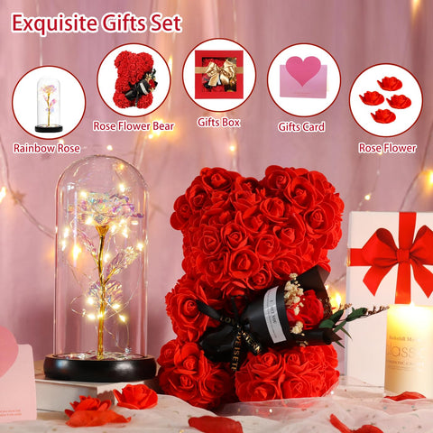 K KYMAKE LED rose lamp lit, providing gentle mood lighting and romantic ambiance