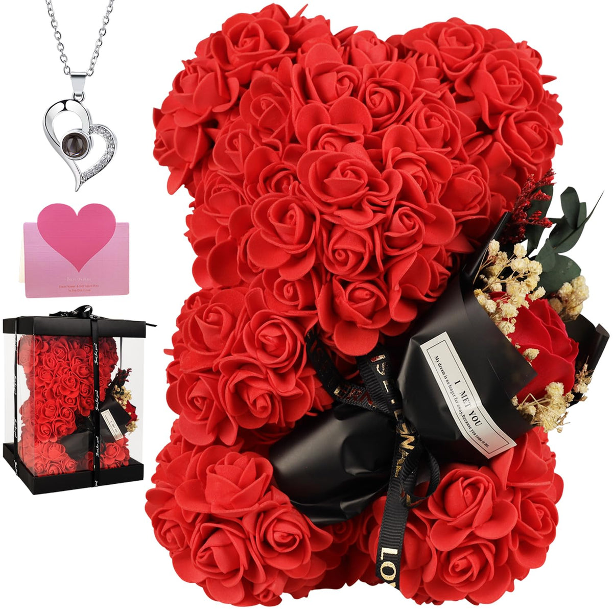 K KYMAKE rose bear front view showing full floral silhouette and lasting romance