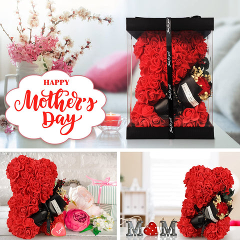 K KYMAKE rose bear presented inside gift box ready for gifting and display