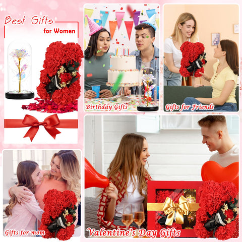 K KYMAKE rose bear held in hand to show scale and easy display suitability