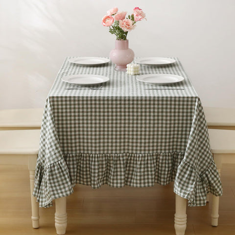 K MASANIJI front view showing full sage gingham pattern and clean finish benefits styling