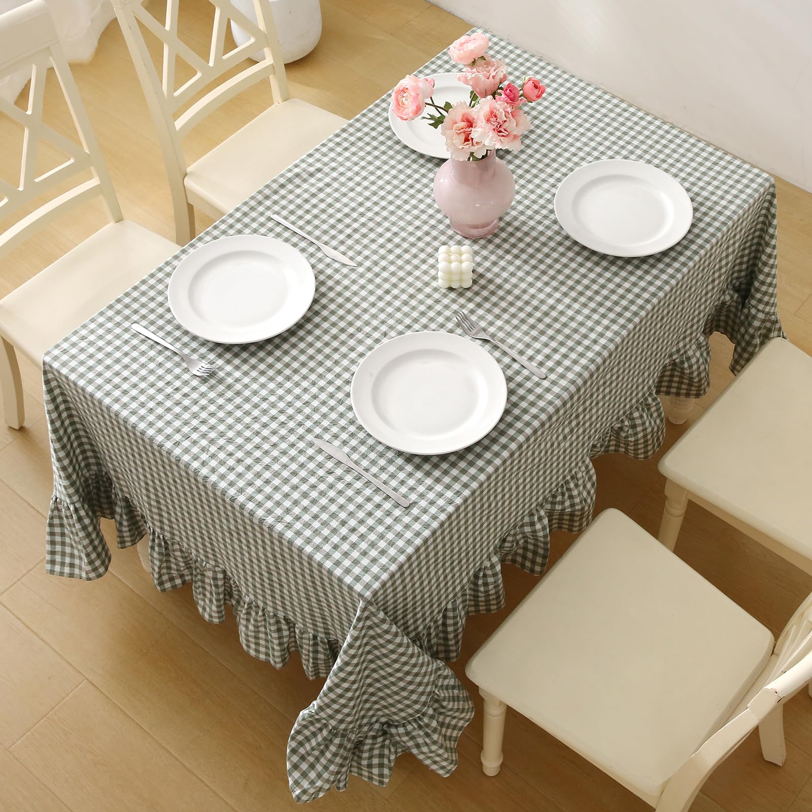 K MASANIJI tablecloth on dining table styled with dishes showing aesthetic enhancement benefit