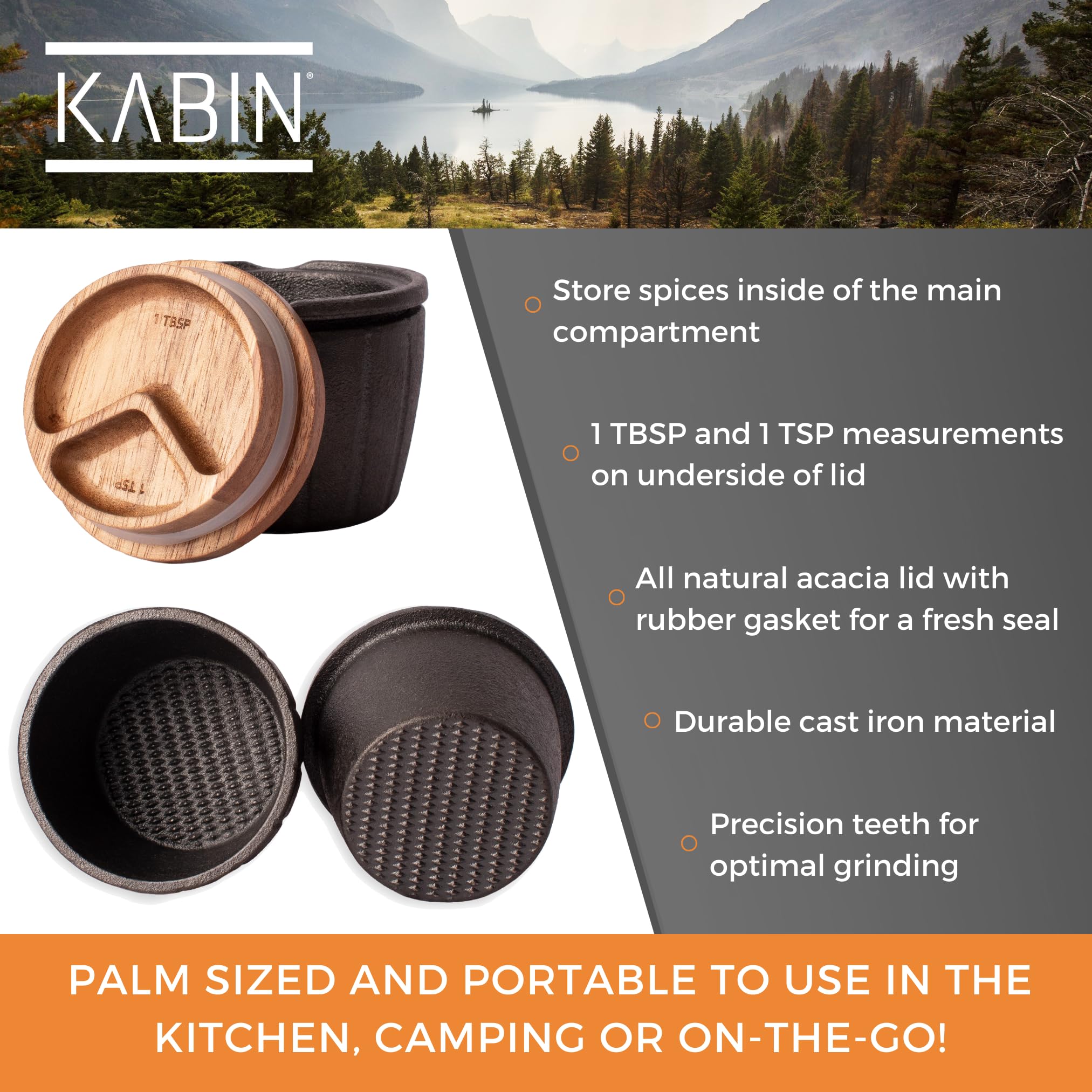 KABIN pestle closeup focusing on textured cast iron for efficient grinding