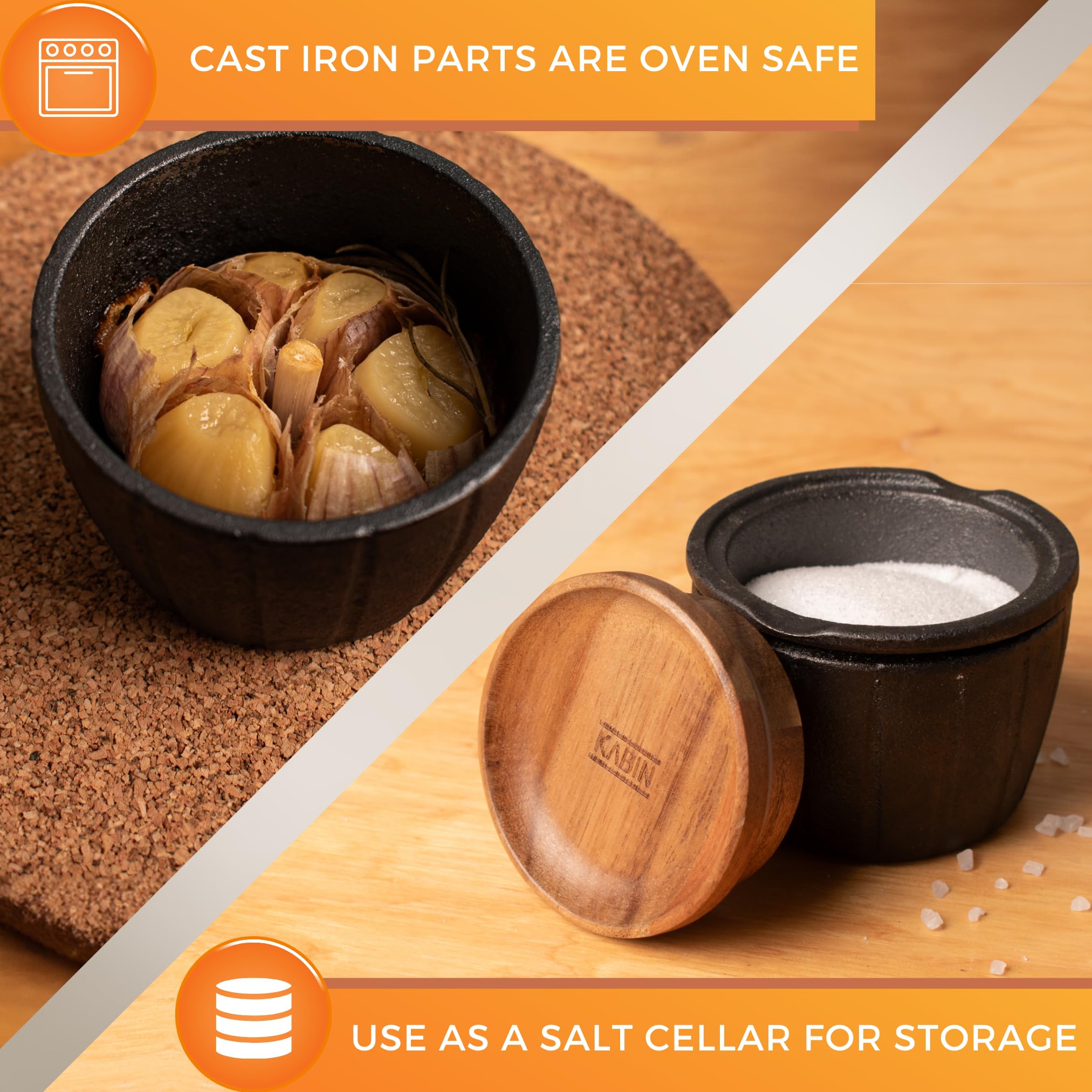 KABIN spice mill next to spoon for size comparison, compact storage benefit