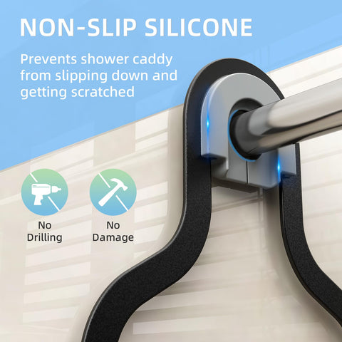 Kadolina hooks holding razor and sponge showing easy access benefit: tidy hanging storage