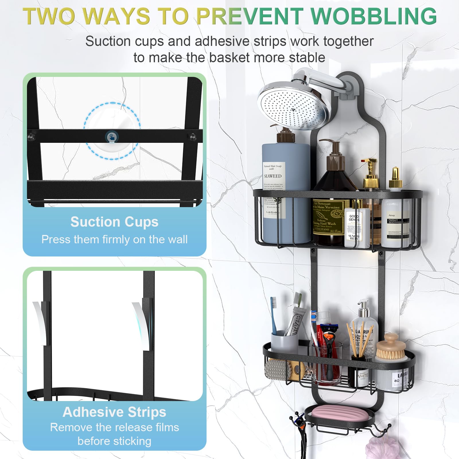 Kadolina suction cups and adhesive detail demonstrating secure mount benefit: reduced wobble