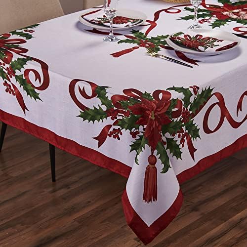 Kadut full 8-foot table covered to show fit and polished holiday presentation benefit