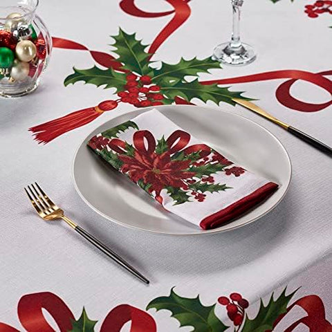 Kadut tablecloth with place settings showing how it elevates holiday tablescape benefit