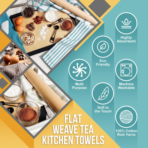 KAF Home neatly folded stacked towels showing coordinated kitchen styling