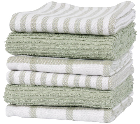 KAF Home front view of 6-pack sage towels showing set and packaging benefit