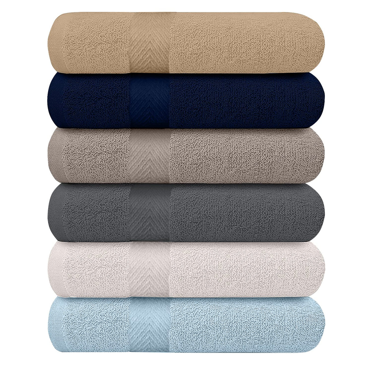 KAHAF COLLECTION folded stack front view showing neat packing and color variety for organization