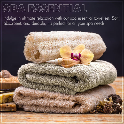 KAHAF COLLECTION six towels laid out in set displaying color mix and ready-to-use convenience