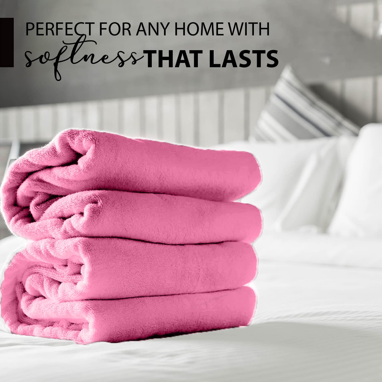 KAHAF COLLECTION neatly folded stack of towels showing soft feel and neat storage