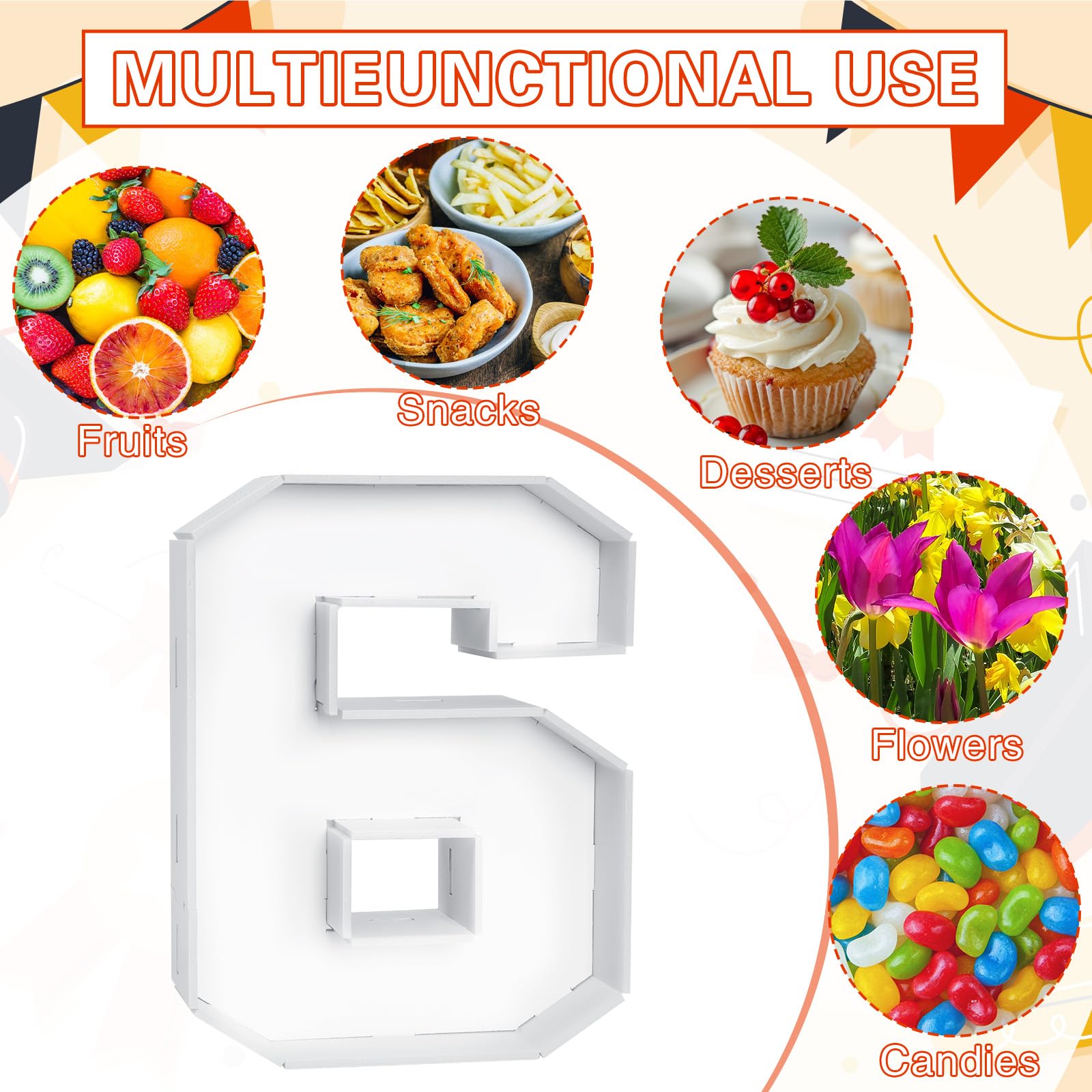kaiolbly filled number trays with cupcakes and fruit creating a colorful celebration spread