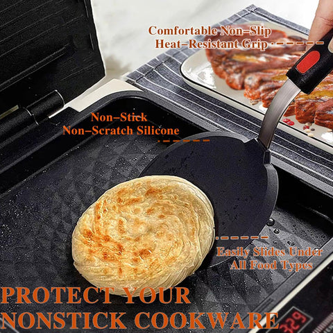 KAKAMINA spatulas beside a hand for clear size and ergonomic benefit