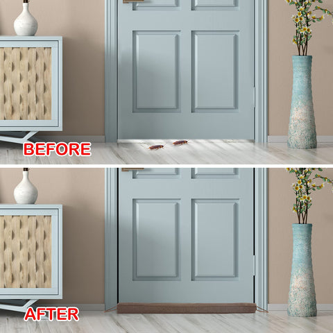 KAKICLAY installed under a door demonstrating draft blocking and tight seal