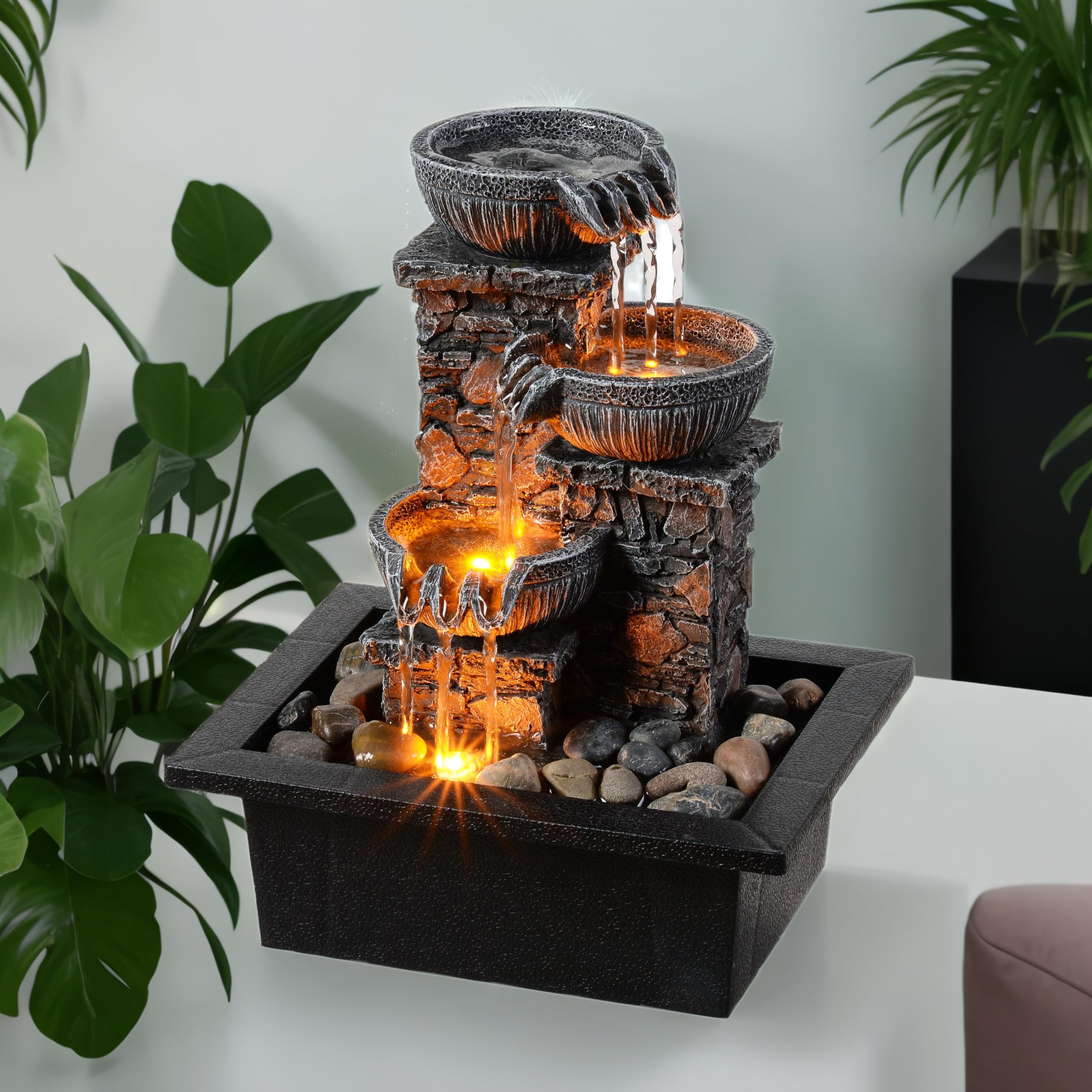 Kalona front view showing three cascading bowls and calm design benefit