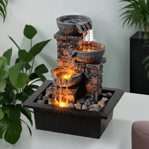 Kalona front view showing three cascading bowls and calm design benefit