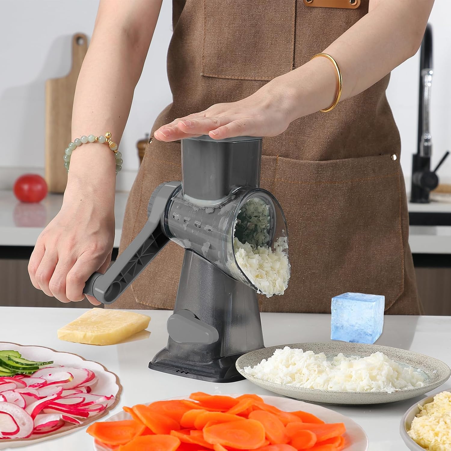 KalraMay ergonomic handle closeup for comfortable cranking and reduced fatigue