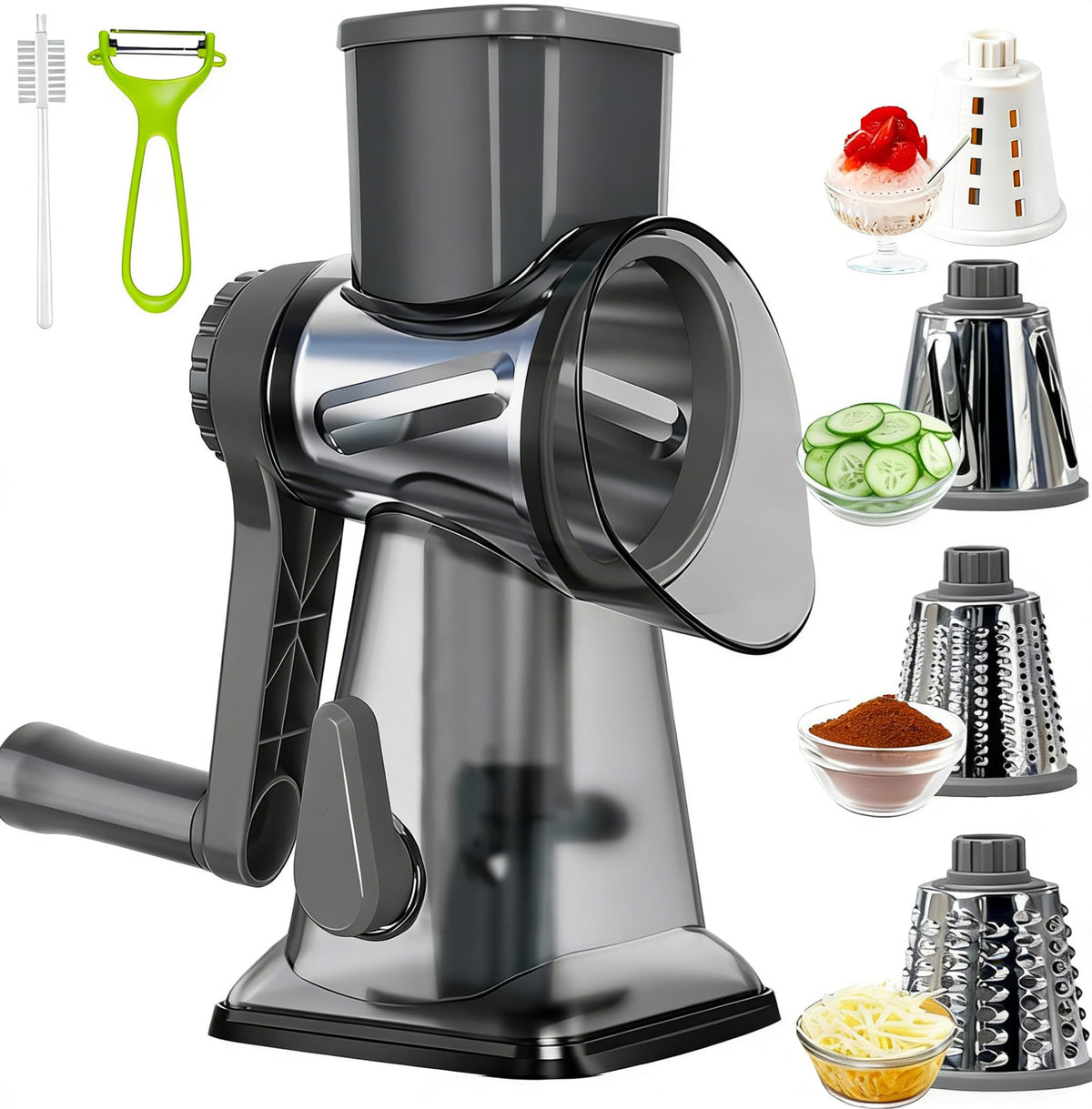 KalraMay front profile view showing compact grater and benefits of stable operation
