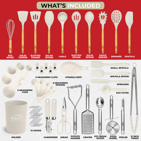 Kaluns close-up of silicone tool heads, gentle on pans and nonstick protection