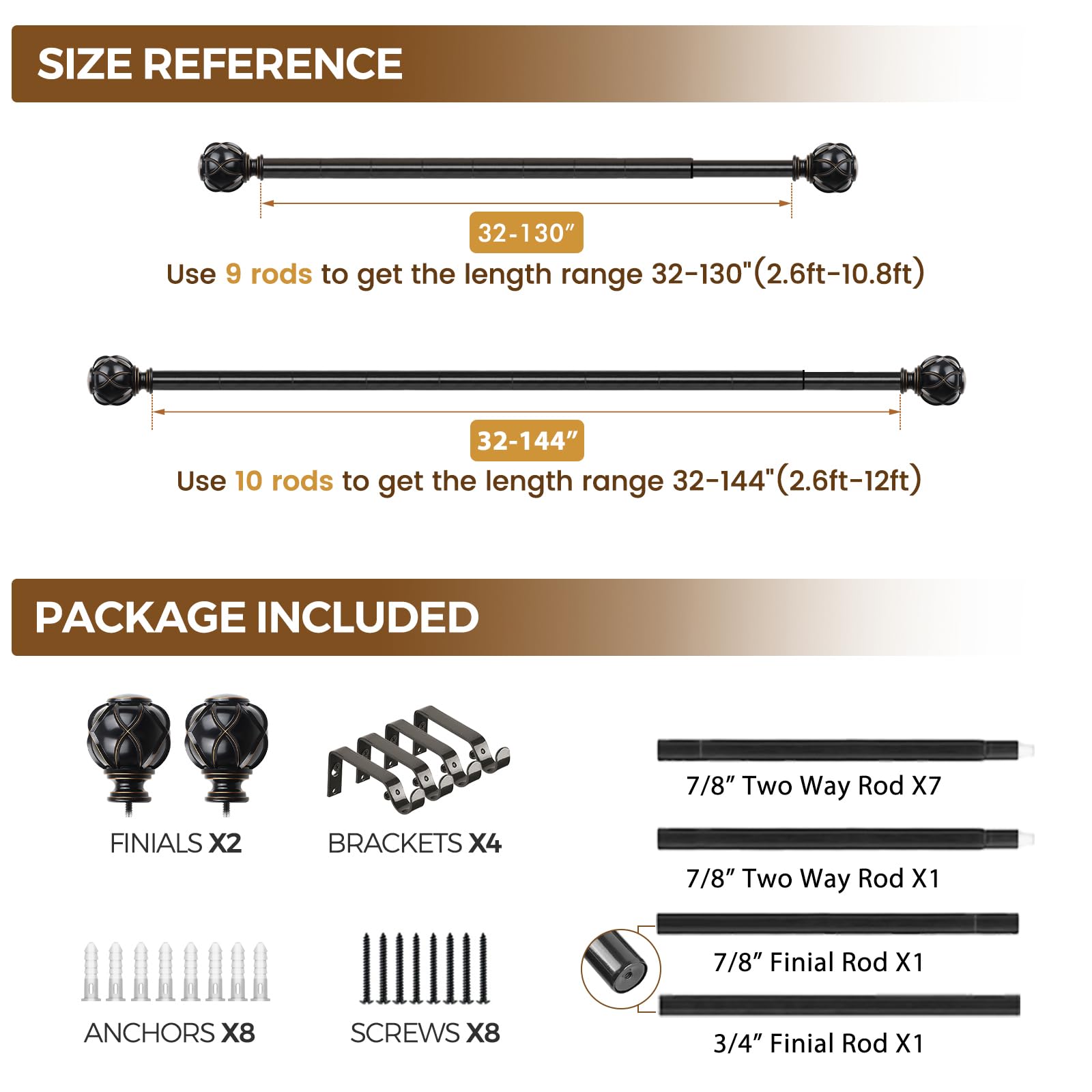 KAMANINA color option display with black bronze and silver for matching décor