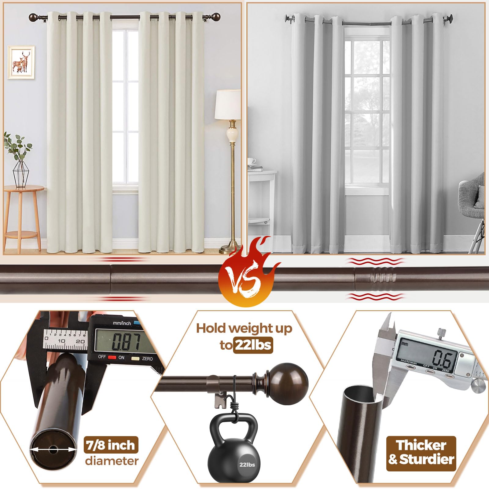KAMANINA curtain rod in a living room setting displaying finished styling benefit