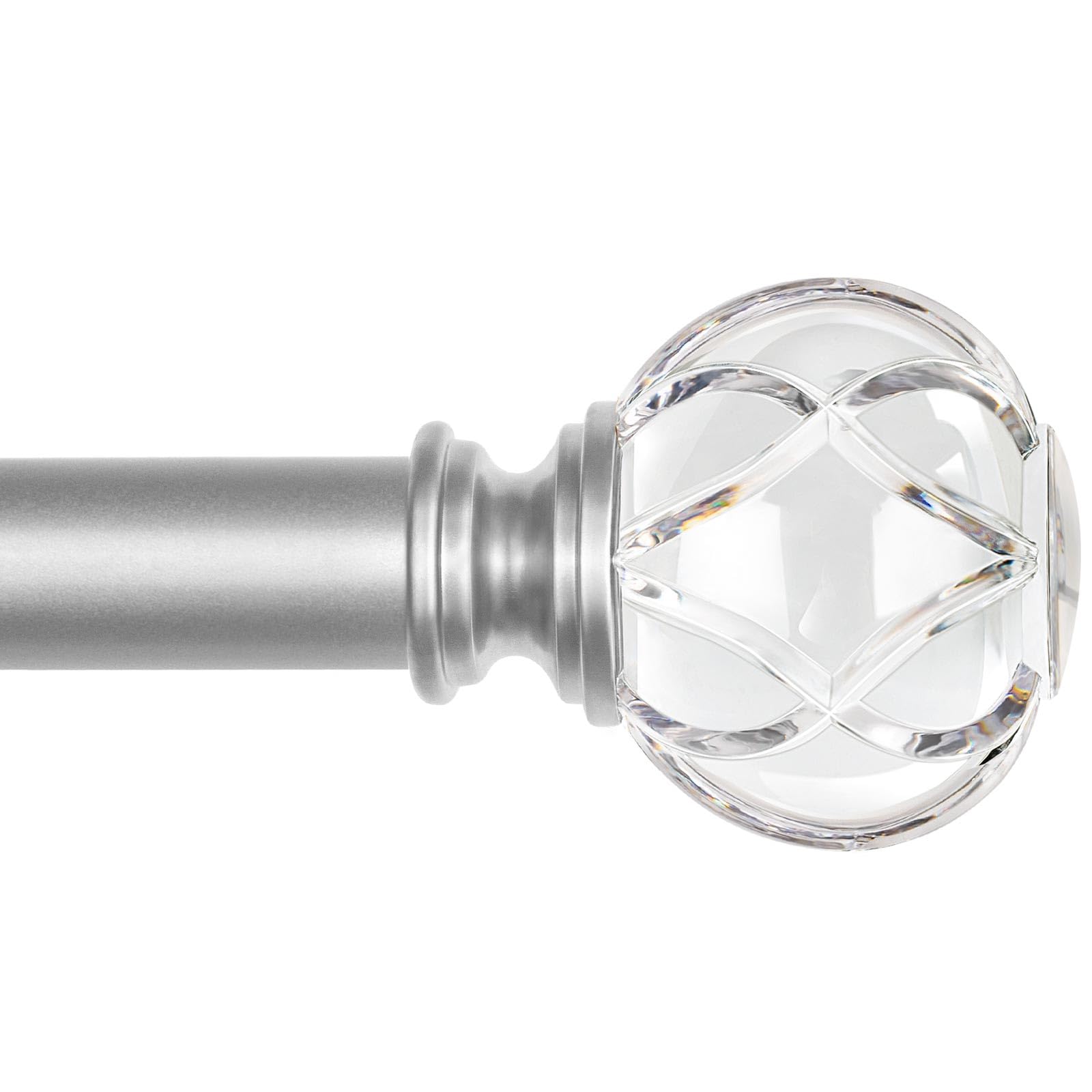 KAMANINA front packaging showing assembled silver curtain rod and components for easy setup