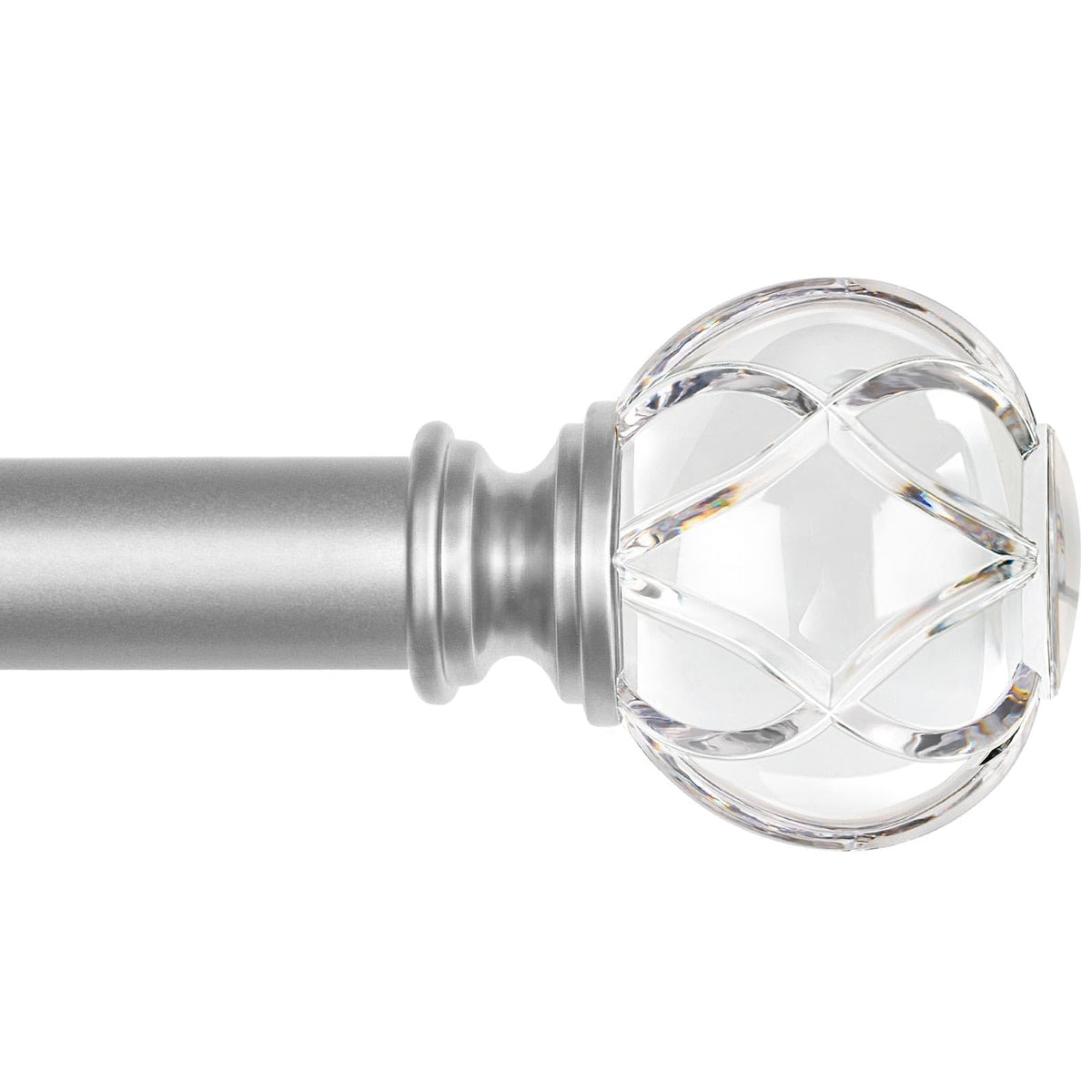 KAMANINA front packaging showing assembled silver curtain rod and components for easy setup